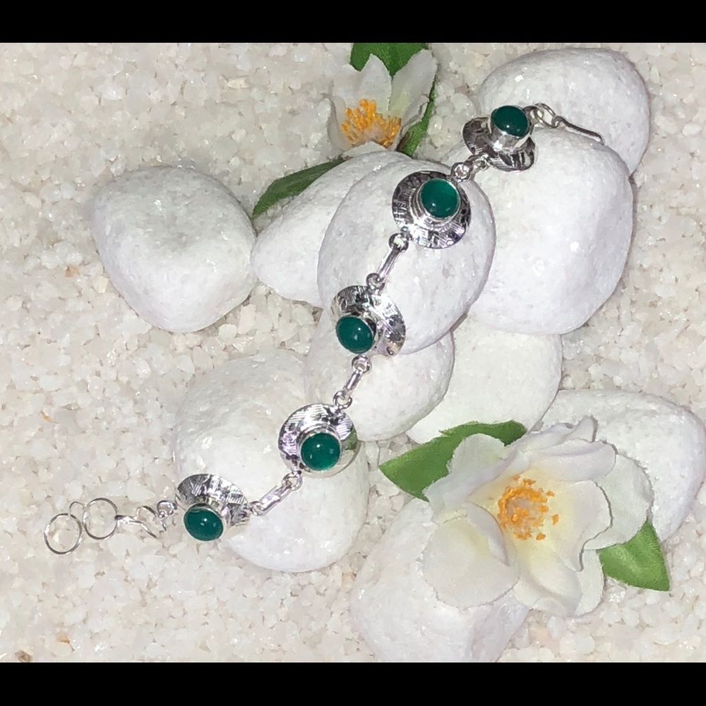 🛍GREEN CHALCEDONY BRACELET✨🎀 silver🛍